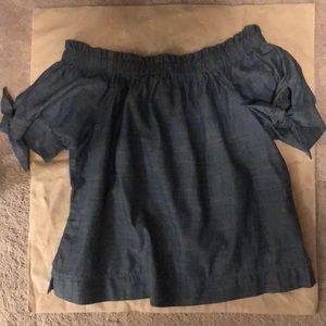 J Crew off the shoulder chambray top
